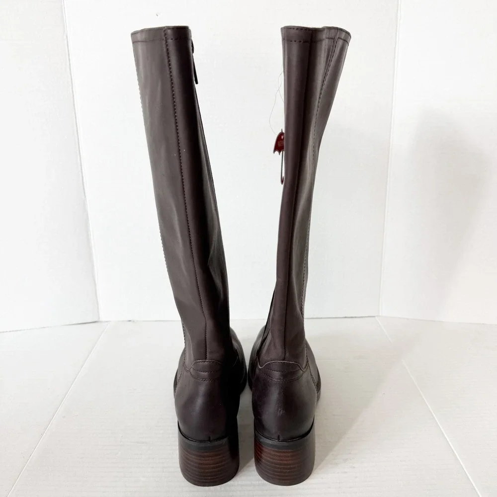 Blondo Camrin Womens Waterproof Brown Leather Zip Knee High Riding Boot Size 9